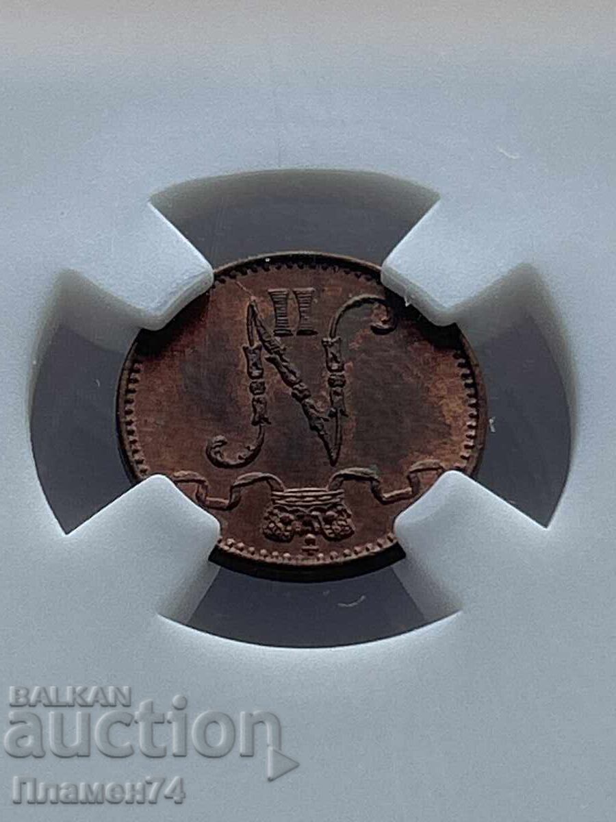 1 пенни 1909 MS63RB Финландия - 6