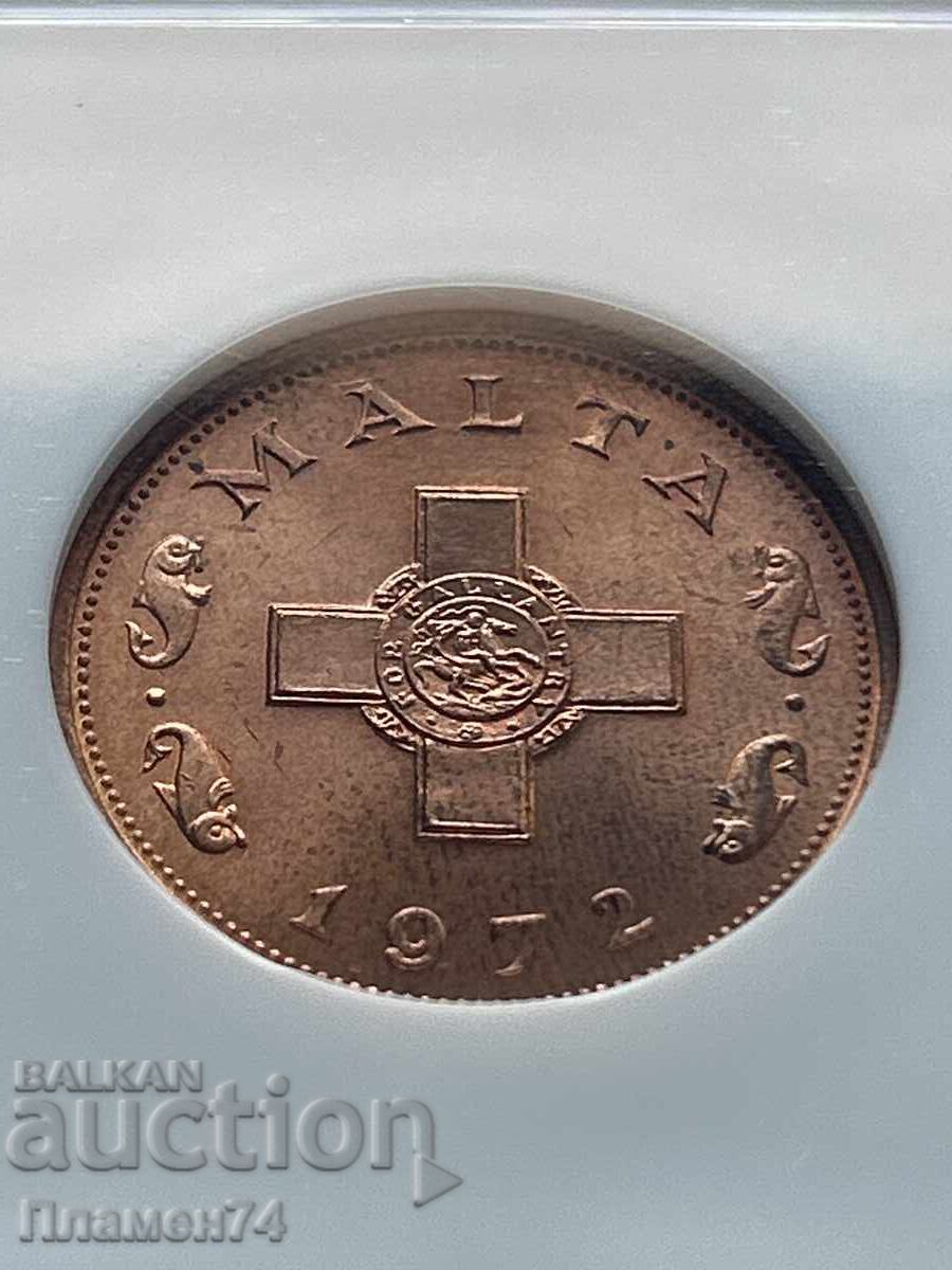 1 λεπτό 1972 MS63RB Μάλτα με τιμή 120.00 BGN | € 61.36