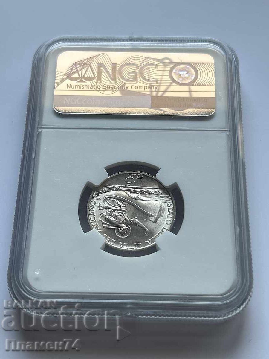 Δημοπρασία 5 λίρες 1940 MS63 Βατικανού