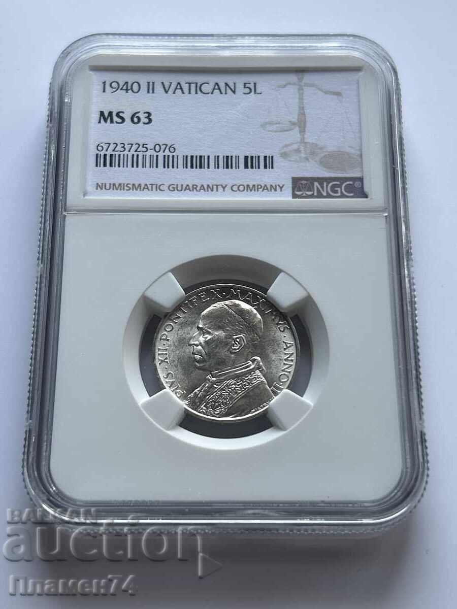 5 λίρες 1940 MS63 Βατικανού