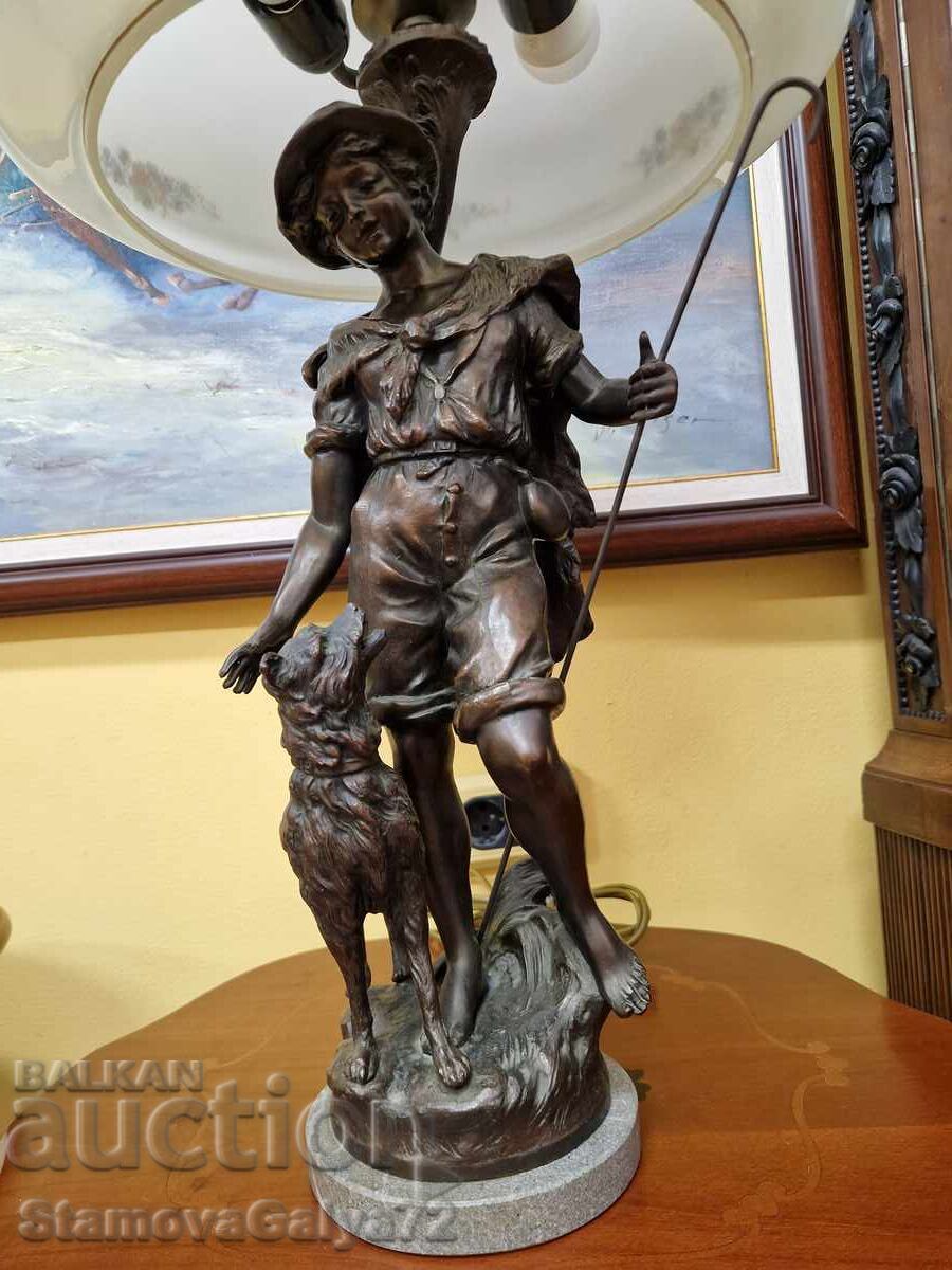 Δημοπρασία Μοναδική αντίκα γαλλική φιγούρα μπρούντζινη λάμπα