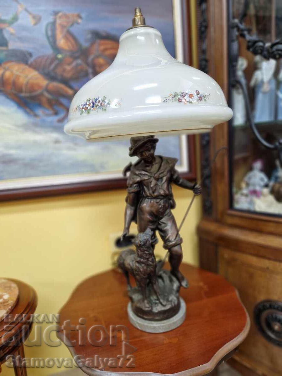 Παράδοση Μοναδική αντίκα γαλλική φιγούρα μπρούντζινη λάμπα