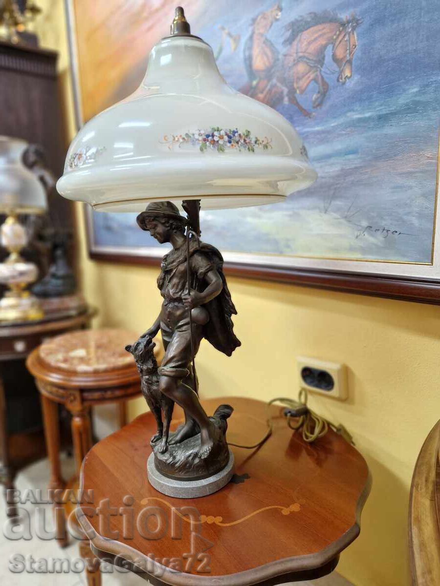 Μοναδική αντίκα γαλλική φιγούρα μπρούντζινη λάμπα