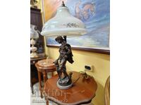 Уникална антикварна френска фигурална бронзова лампа