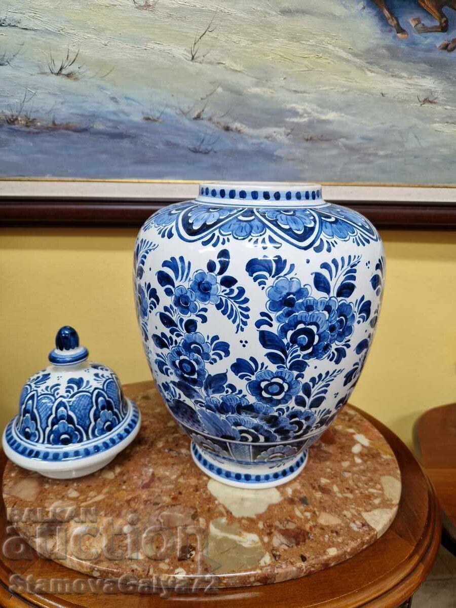 Minunată urnă bol ceramică olandeză antică - 5