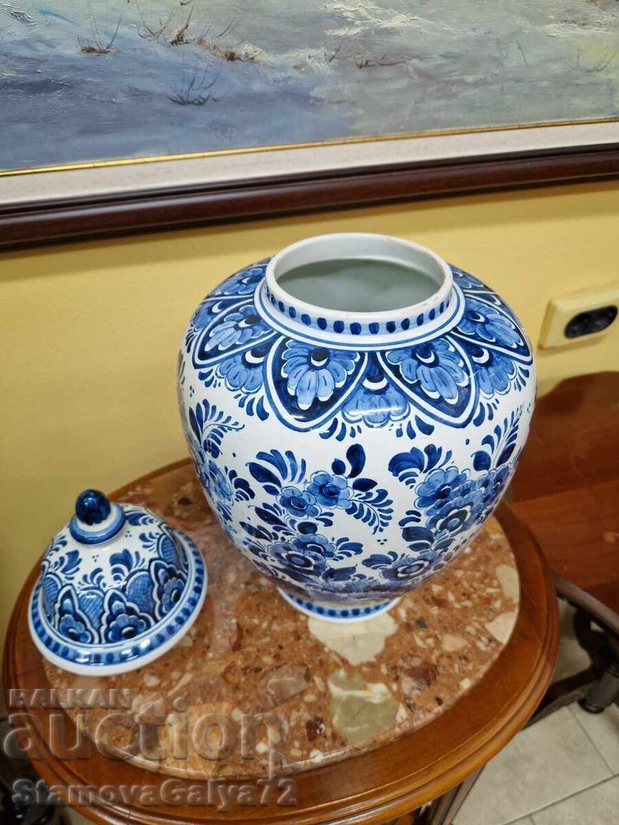 Minunată urnă bol ceramică olandeză antică - 6