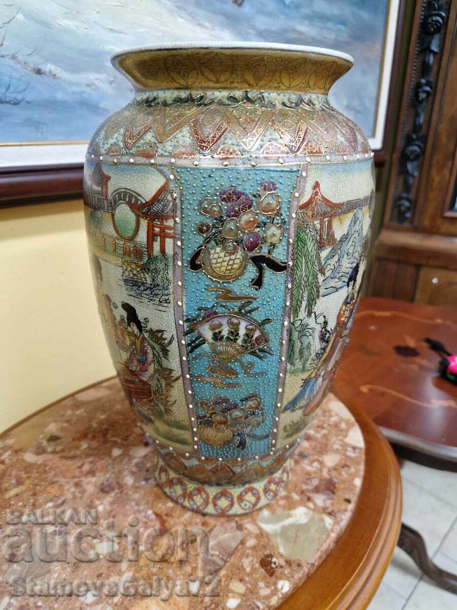 Доставка на Страхотна антикварна японска порцеланова ваза Satsuma