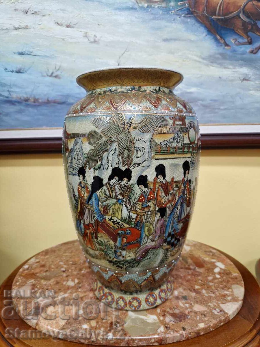 Страхотна антикварна японска порцеланова ваза Satsuma