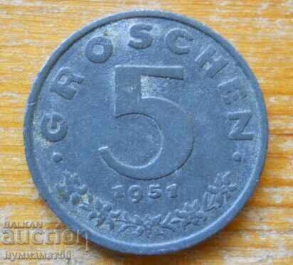5 Groschen 1951 - Austria 5 Groschen 1951 - Austria