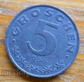 5 Groschen 1955 - Austria 5 Groschen 1955 - Austria