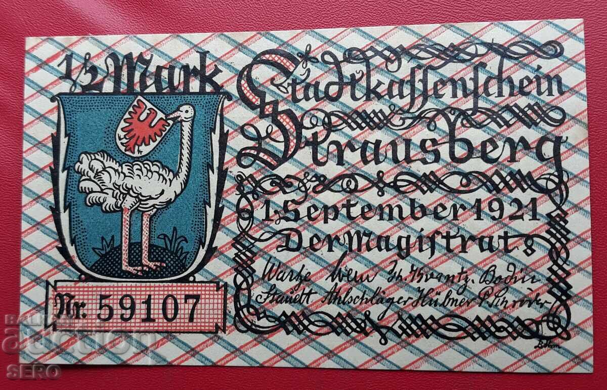 Banknote - Germany - Brandenburg - Strausberg - 1/2 Mark 1921 with price 2.00 BGN | € 1.02