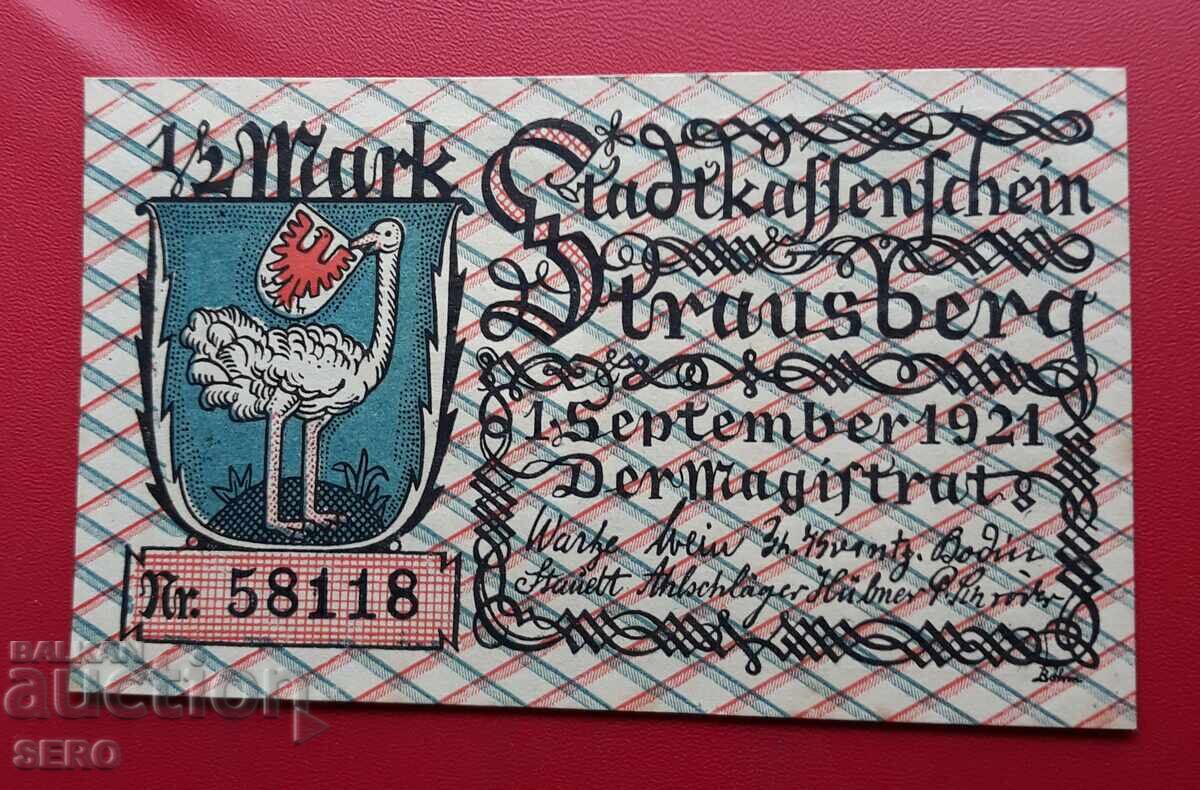Banknote - Germany - Brandenburg - Strausberg - 1/2 Mark 1921 with price 2.00 BGN | € 1.02
