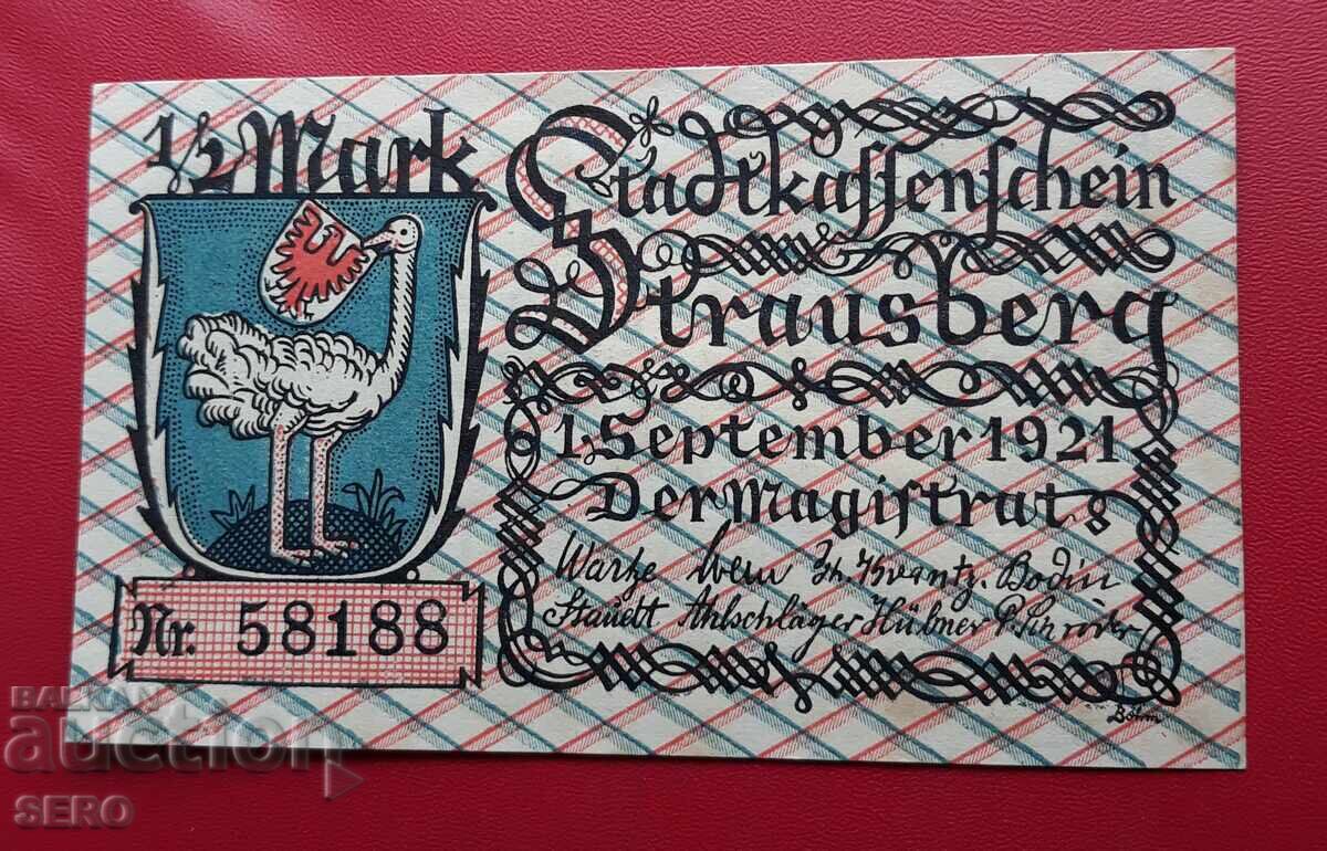 Banknote - Germany - Brandenburg - Strausberg - 1/2 Mark 1921 with price 2.00 BGN | € 1.02
