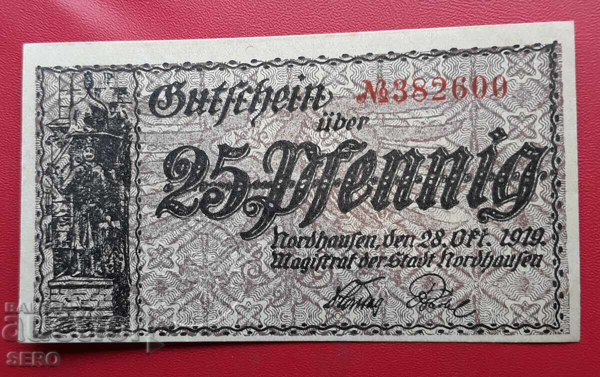 Bancnota-Germania-Thuringia-Nordhausen-25 pfennig 1919