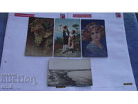 Postcards - Views, Costumes, Paintings - Colorful - 4 pcs