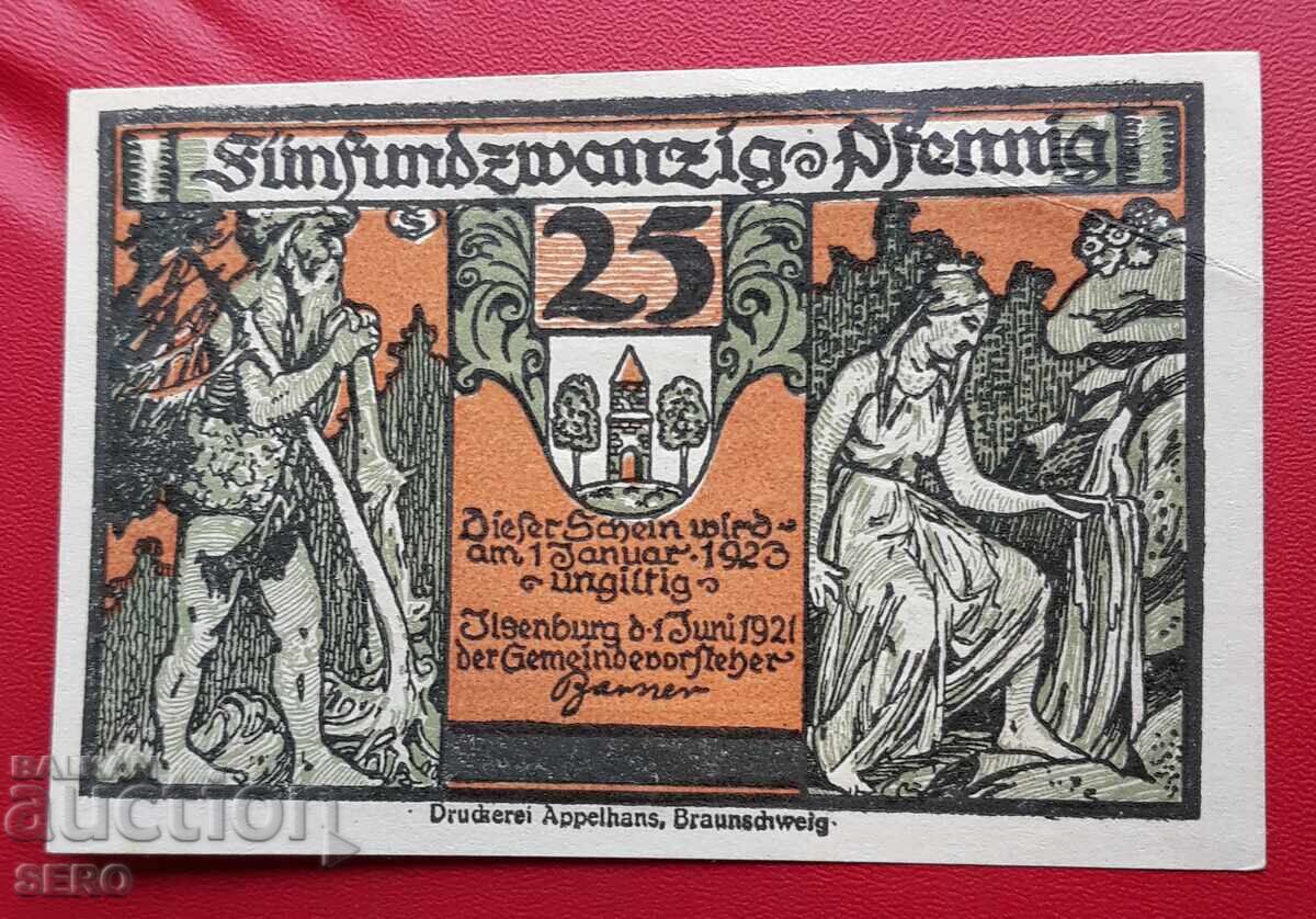 Banknote - Germany - Saxony-Ilsenburg - 25 Pfennig 1921 Banknote - Germany - Saxony-Ilsenburg - 25 Pfennig 1921