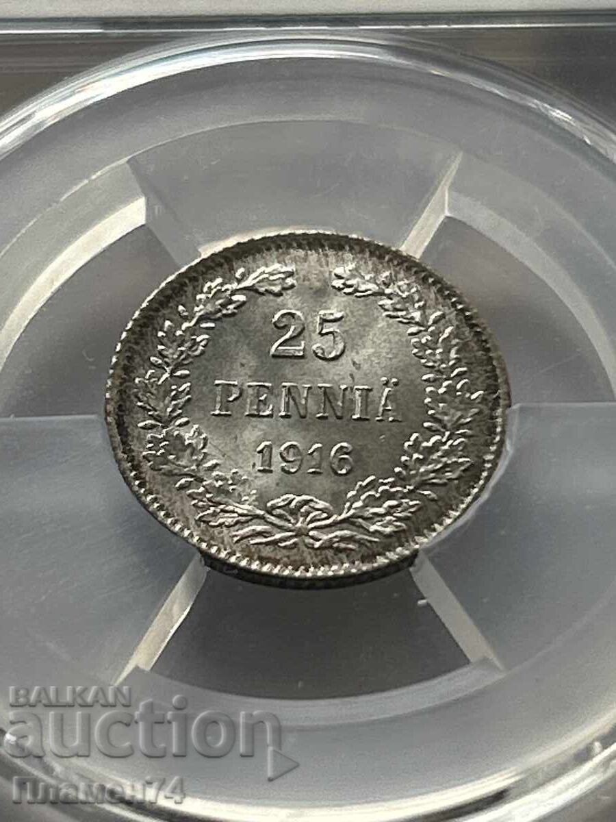 25 Penni 1916 S MS64 Finland with price 90.00 BGN | € 46.02