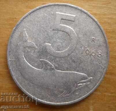 5 lire 1968 - Italia