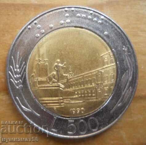 500 lira 1990 - Italy (bimetal) 500 lira 1990 - Italy (bimetal)