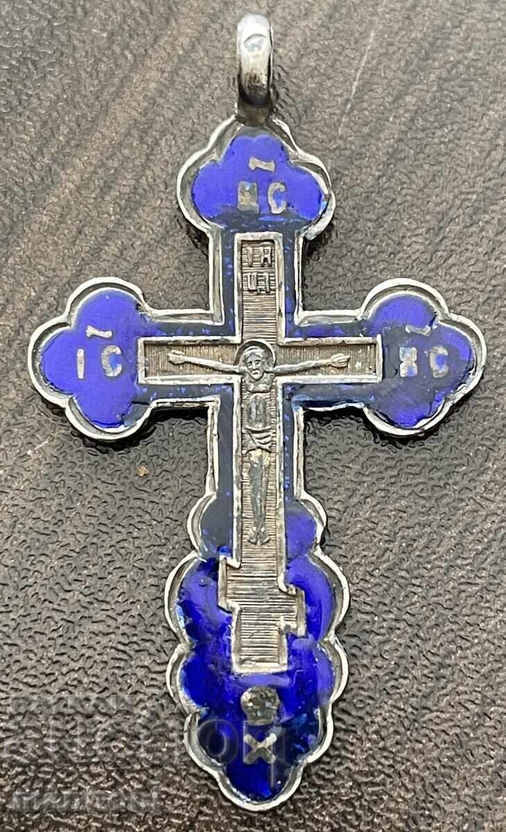 6195 Imperial Russia silver cross enamel marked 84