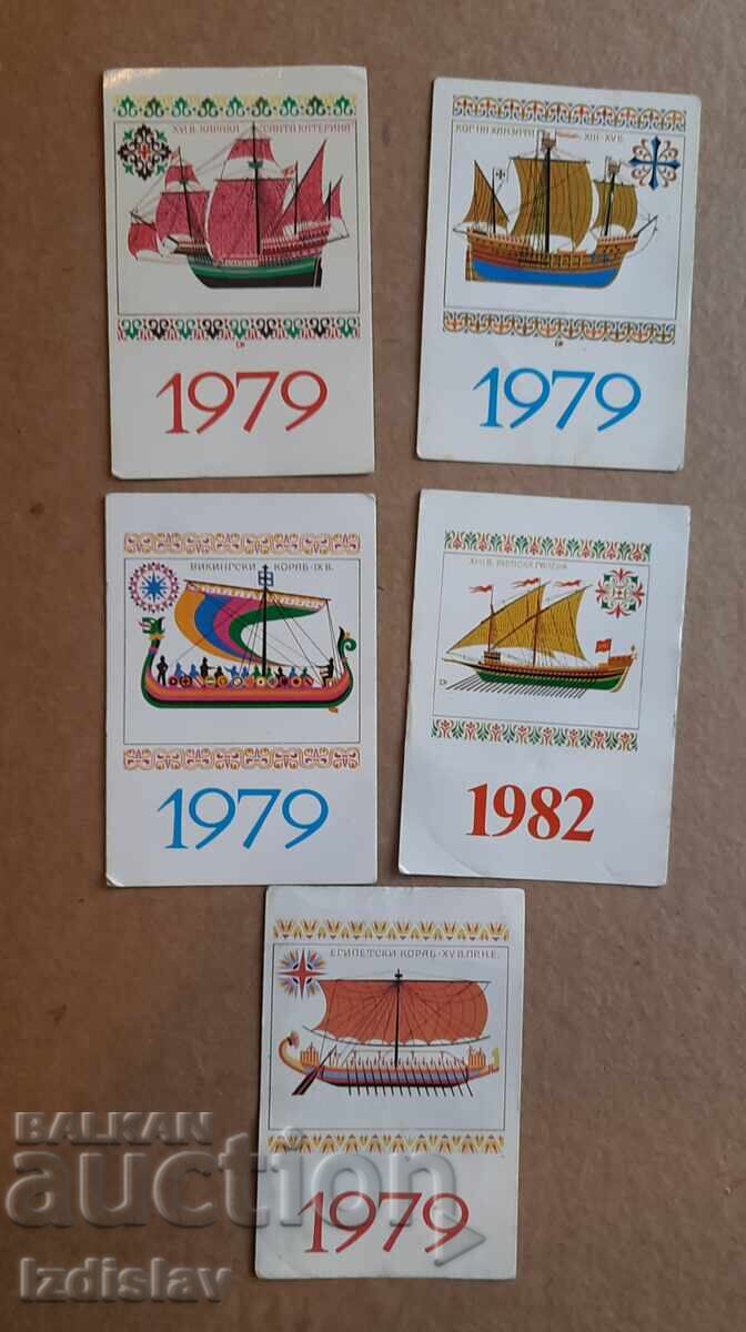 5 Pieces of Collectible Calendar Cards Ships 5 Pieces of Collectible Calendar Cards Ships
