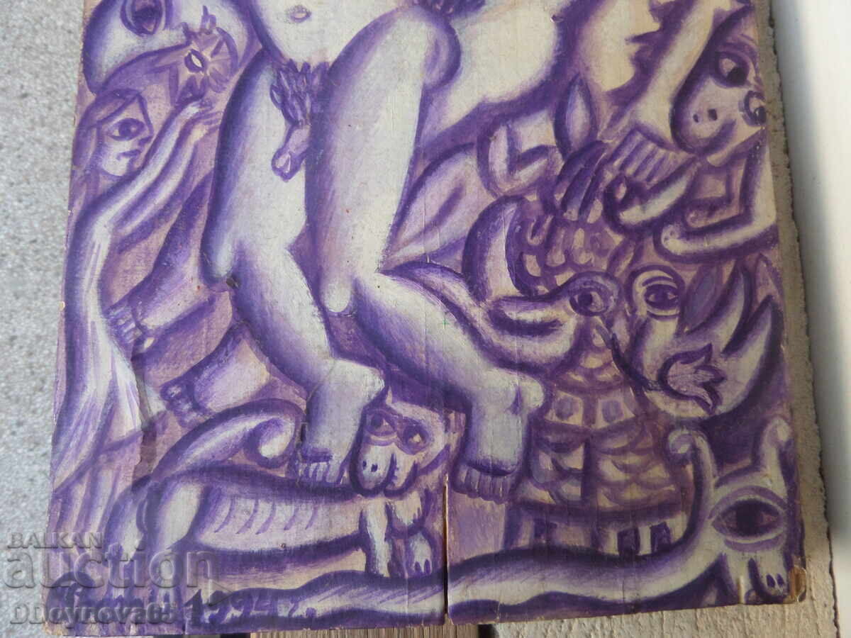 Delivery of Rosen Rashev-Roshpaka, ground, oil paints, wood