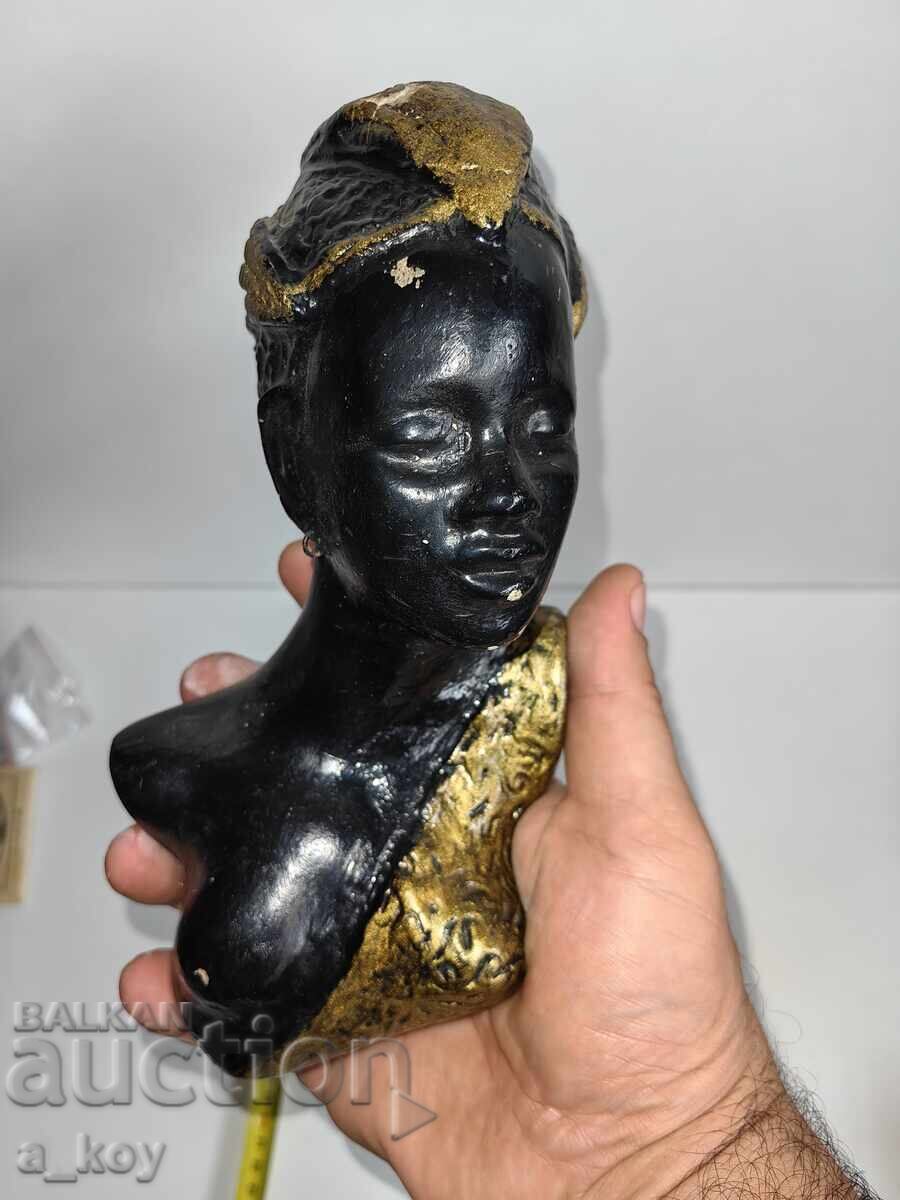 AFRICAN WOMAN GYPSUM PANEL BUST FOR WALL