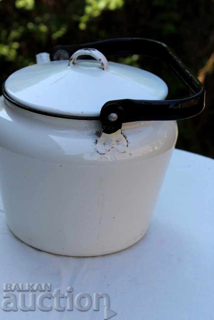 Аукцион , СТАР ГОЛЯМ СОЦ ЕМАЙЛИРАН МЕТАЛЕН ЧАЙНИК КАНА ЗА ДЕКОРАЦИЯ