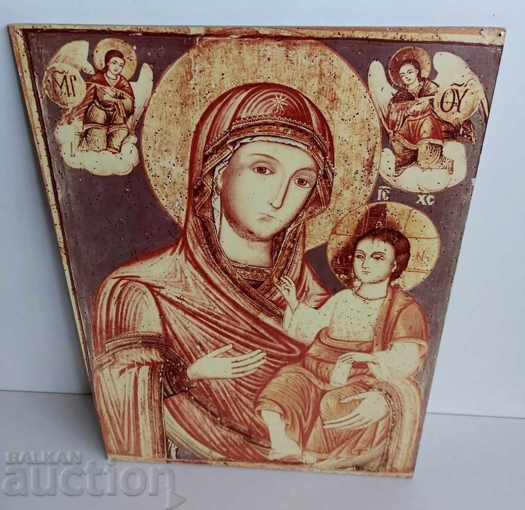 Licitație , ICONĂ REPRODUCERE SCENĂ RELIGIOASĂ FECIOARA MARIA IISUS HRISTOS