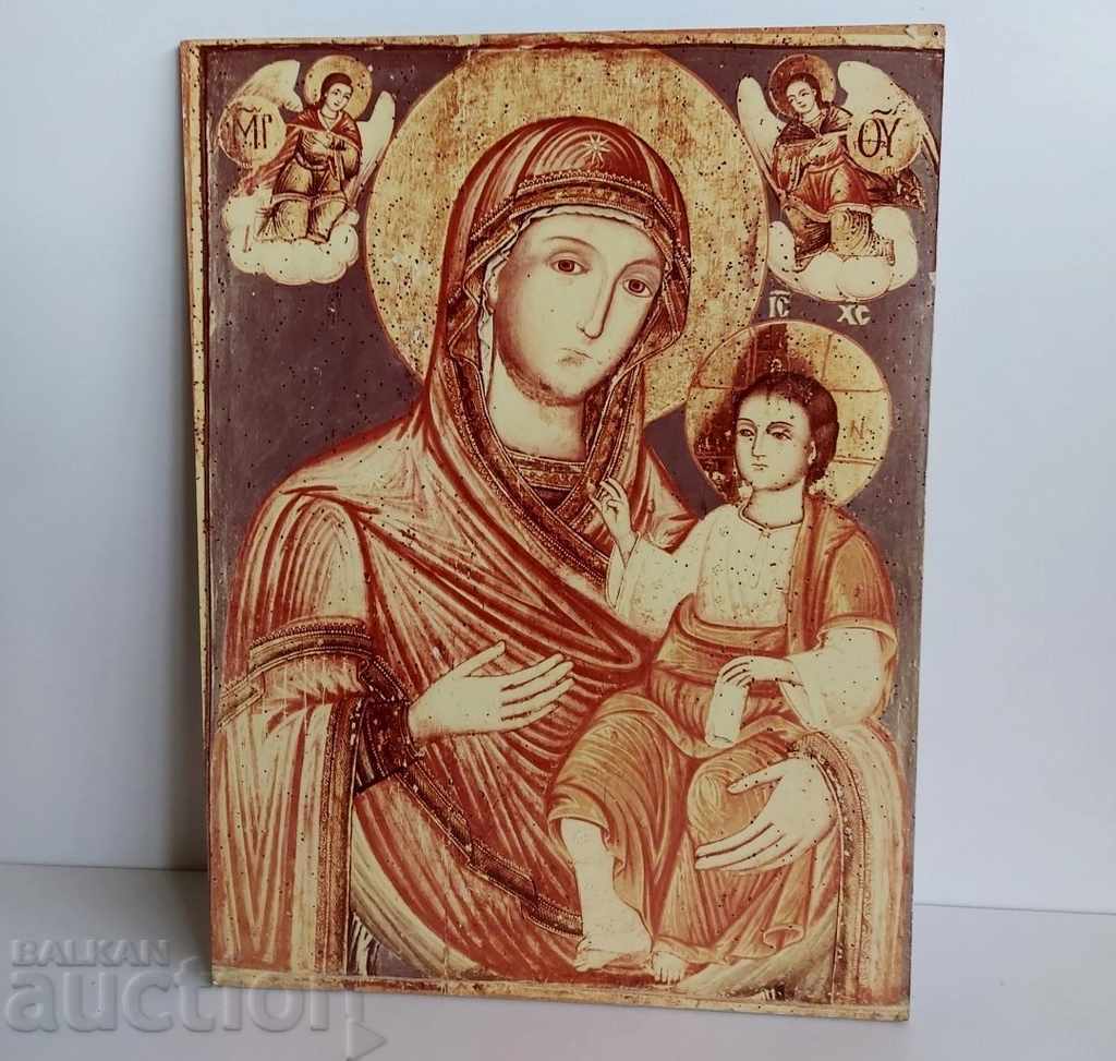 , ICONĂ REPRODUCERE SCENĂ RELIGIOASĂ FECIOARA MARIA IISUS HRISTOS