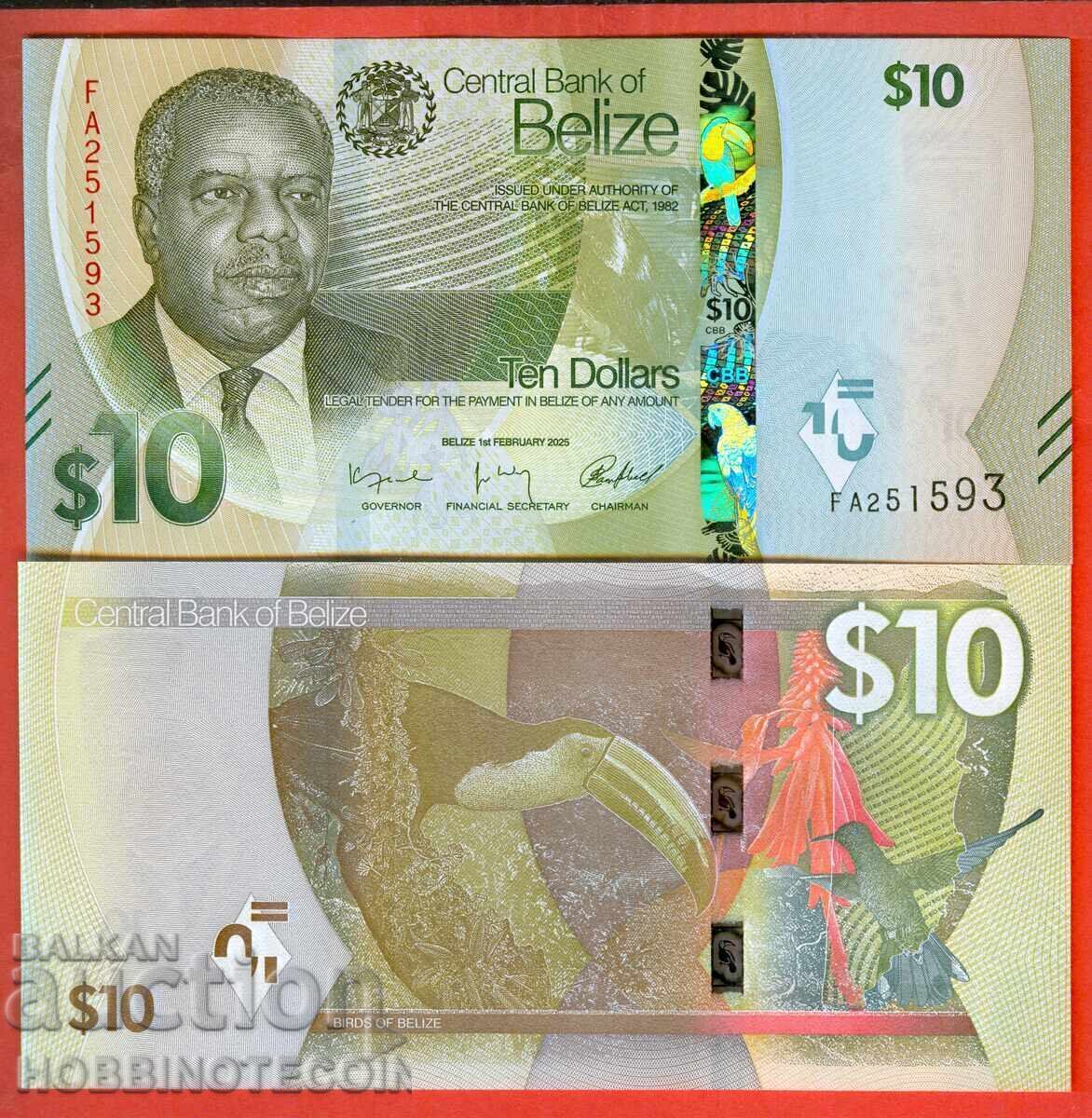BELIZE BELIZE 10 $ issue - 2025 NEW UNC BIRD BELIZE BELIZE 10 $ issue - 2025 NEW UNC BIRD