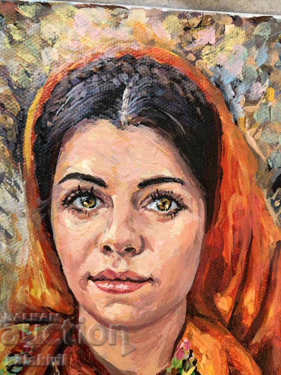 Bulgarian woman with an orange headscarf with price 300.00 BGN | € 153.39