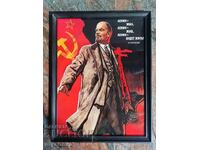 Lenin, afiș propagandistic, pânză în ramă, URSS