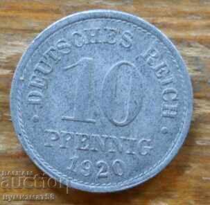 10 Pfennig 1920 - Γερμανία 10 Pfennig 1920 - Γερμανία