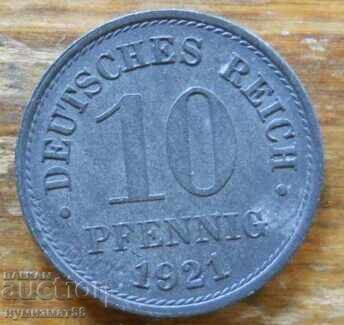 10 Pfennig 1921 - Γερμανία 10 Pfennig 1921 - Γερμανία