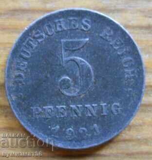 5 пфенига 1921 г. - Германия ( A )
