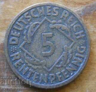 5 Pfennig 1924 - Γερμανία ( F )