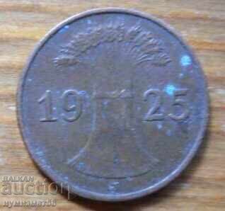1 pfennig 1925 - Germany ( J ) reichspfennig with price 1.00 BGN | € 0.51