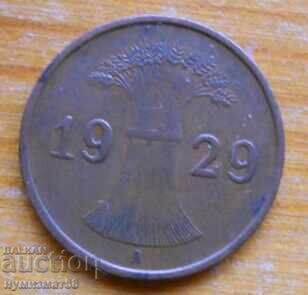 1 пфениг 1929 г. - Германия ( A ) reichspfennig с цена 1.50 лв. | € 0.77