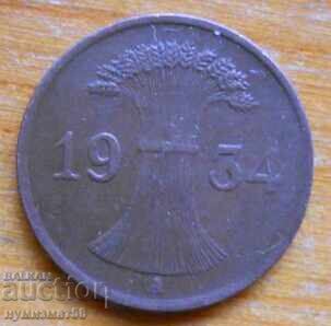 1 pfennig 1934 - Germany ( A ) reichspfennig with price 1.50 BGN | € 0.77