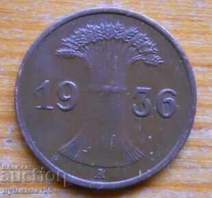 1 pfennig 1936 - Germania ( A ) reichspfennig cu preț € 0.77 | 1.51 BGN