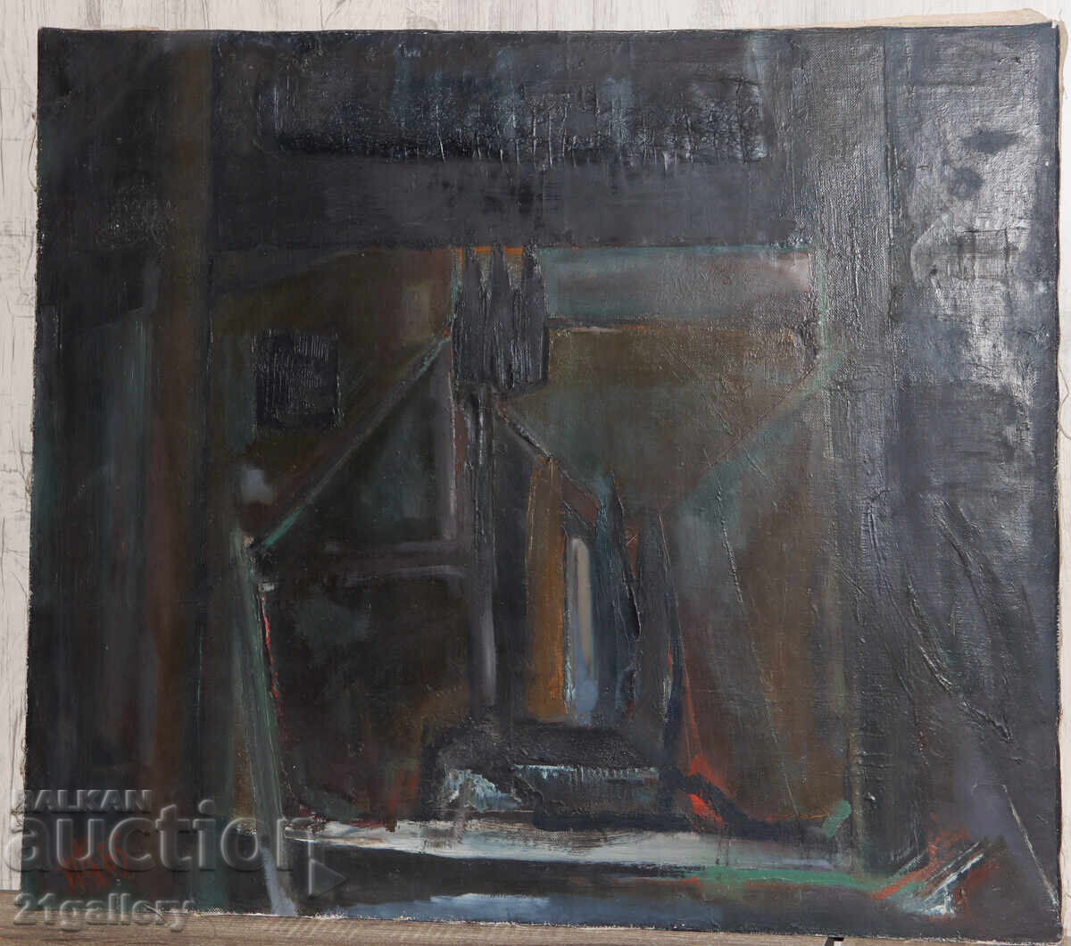 P. Tsanov / Oil paints, cityscape 1983 with price 700.00 BGN | € 357.90