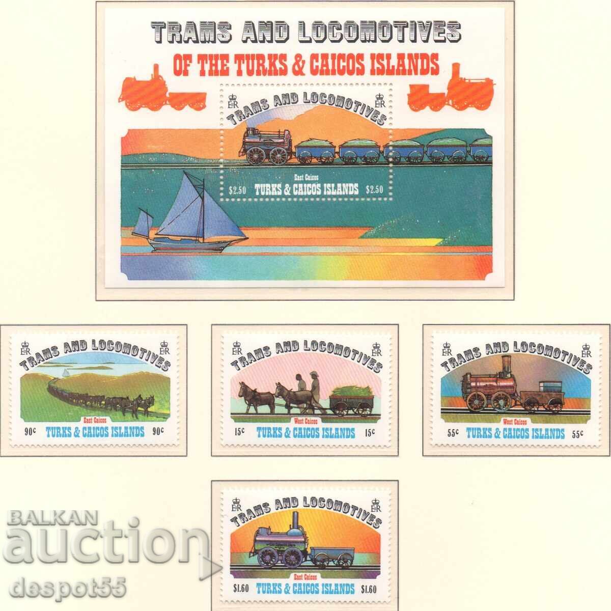 1983. Τερκς και Κάικος. Τραμ και ατμομηχανές + Μπλοκ 1983. Τερκς και Κάικος. Τραμ και ατμομηχανές + Μπλοκ