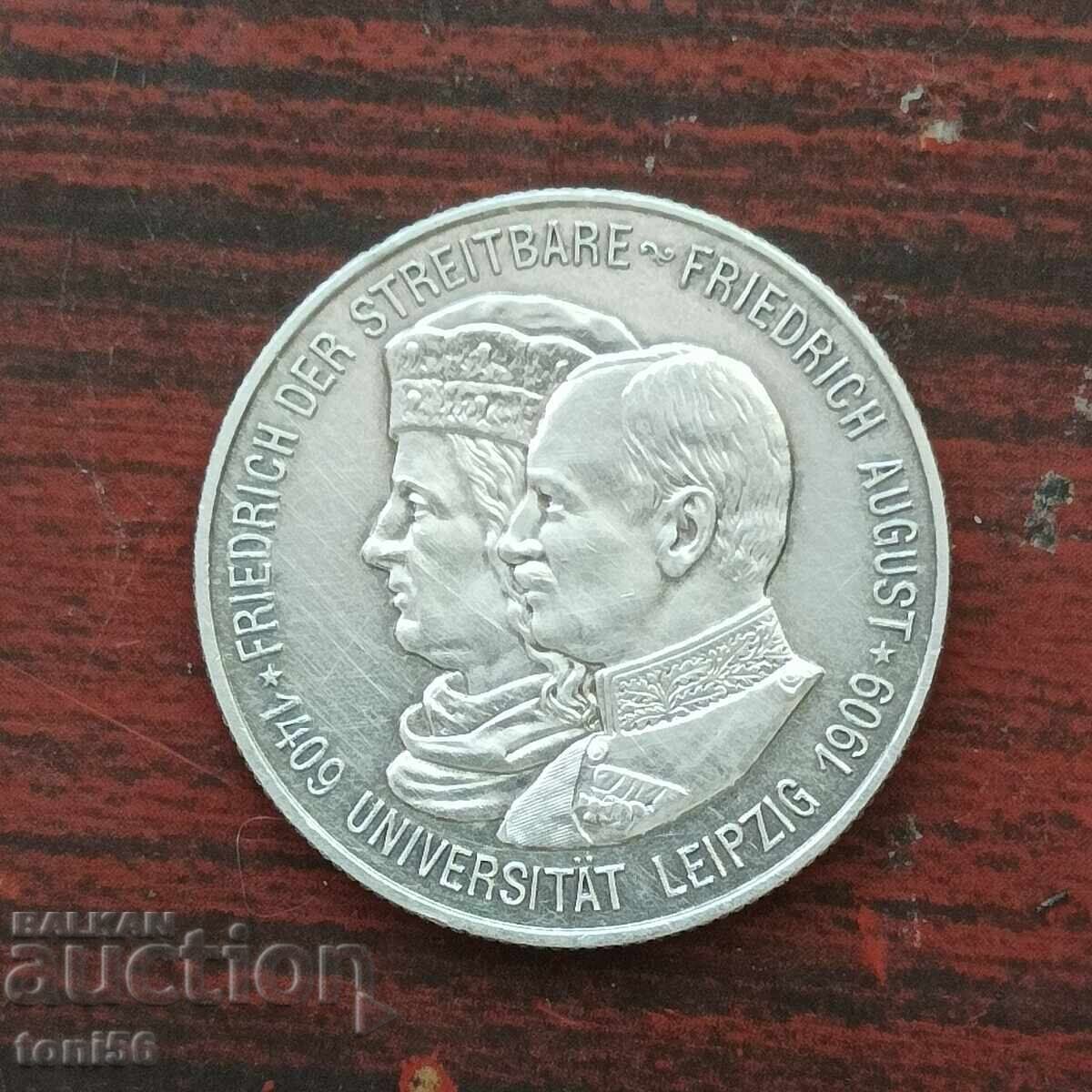 Germany - Saxony 2 Marks 1909 aUNC - Silver