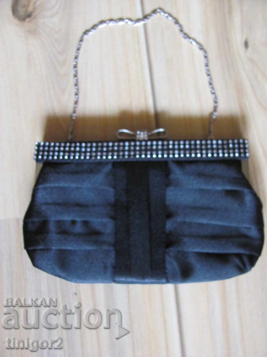 New official women's handbag, black satin, short, long handle with price 23.00 BGN | € 11.76 New official women's handbag, black satin, short, long handle with price 23.00 BGN | € 11.76