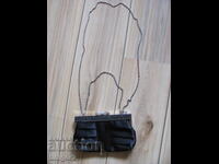 Nouă geantă de damă elegantă din satin negru, scurtă, curea lungă