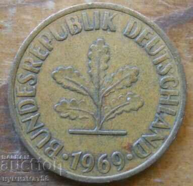 10 pfennig 1969 - Germany with price 0.30 BGN | € 0.15