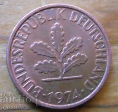 2 пфенига 1974 г  - Германия с цена 0.30 лв. | € 0.15