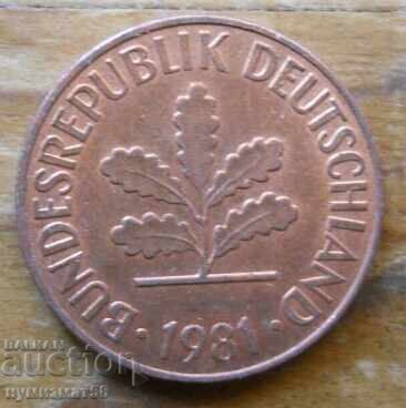 2 pfennig 1981 - Germania cu preț 0.30 BGN | € 0.15