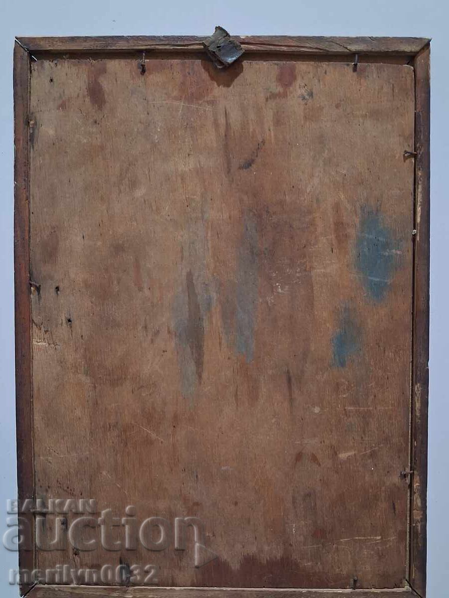 Аукцион Картина рамка 19-ти в дървения пирография темпера примитив Аукцион Картина рамка 19-ти в дървения пирография темпера примитив